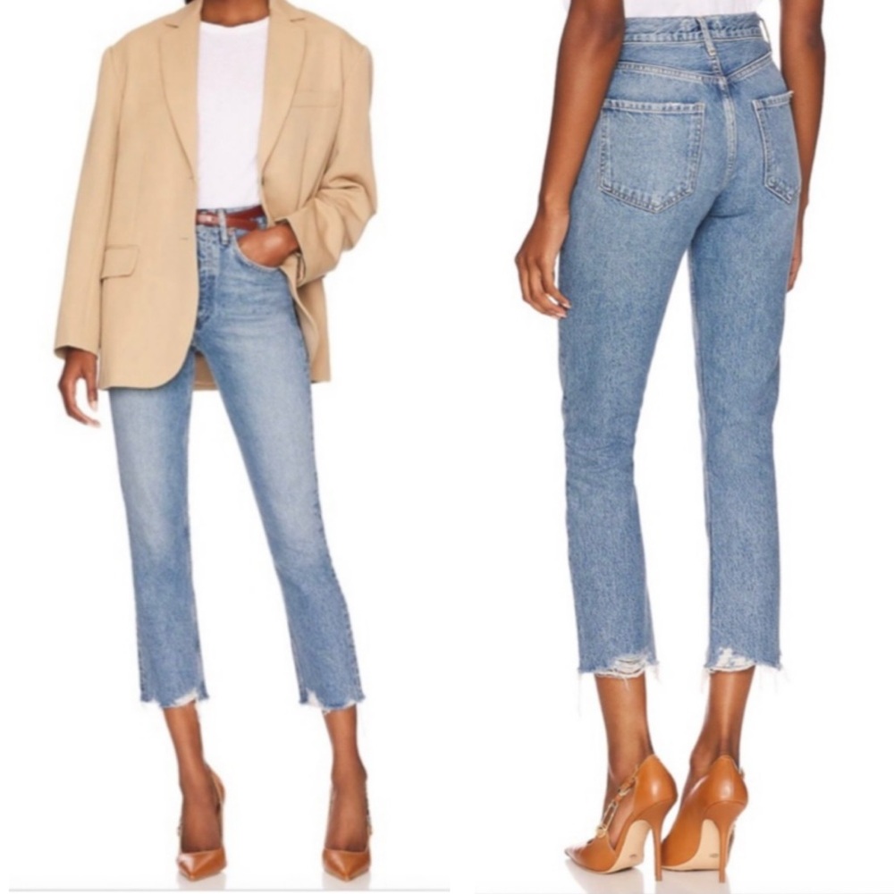 NWT Agolde Riley High Rise Straight Crop Jeans in Bitter Size 29 Cotton Stretch